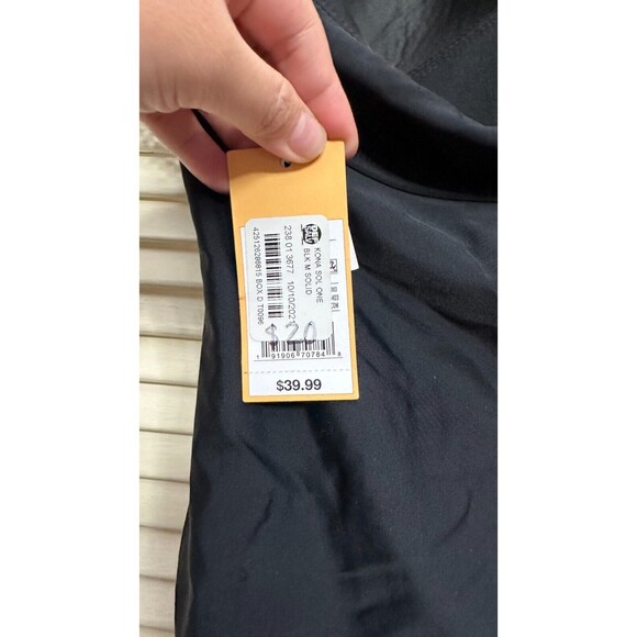 Kona Sol Crochet Flounce Bandeau One Piece Swimsuit Black Detachable Strap SZ M - Picture 5 of 5